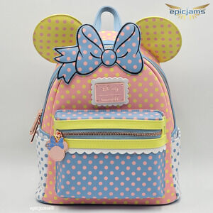 Loungefly Disney Minnie Mouse Pastel Polka Dot Figural Mini Backpack Bag New